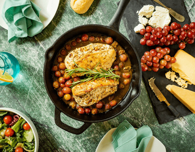 Stuffed Chicken Breasts with Red Seedless Grapes, Goat Cheese, and Walnuts